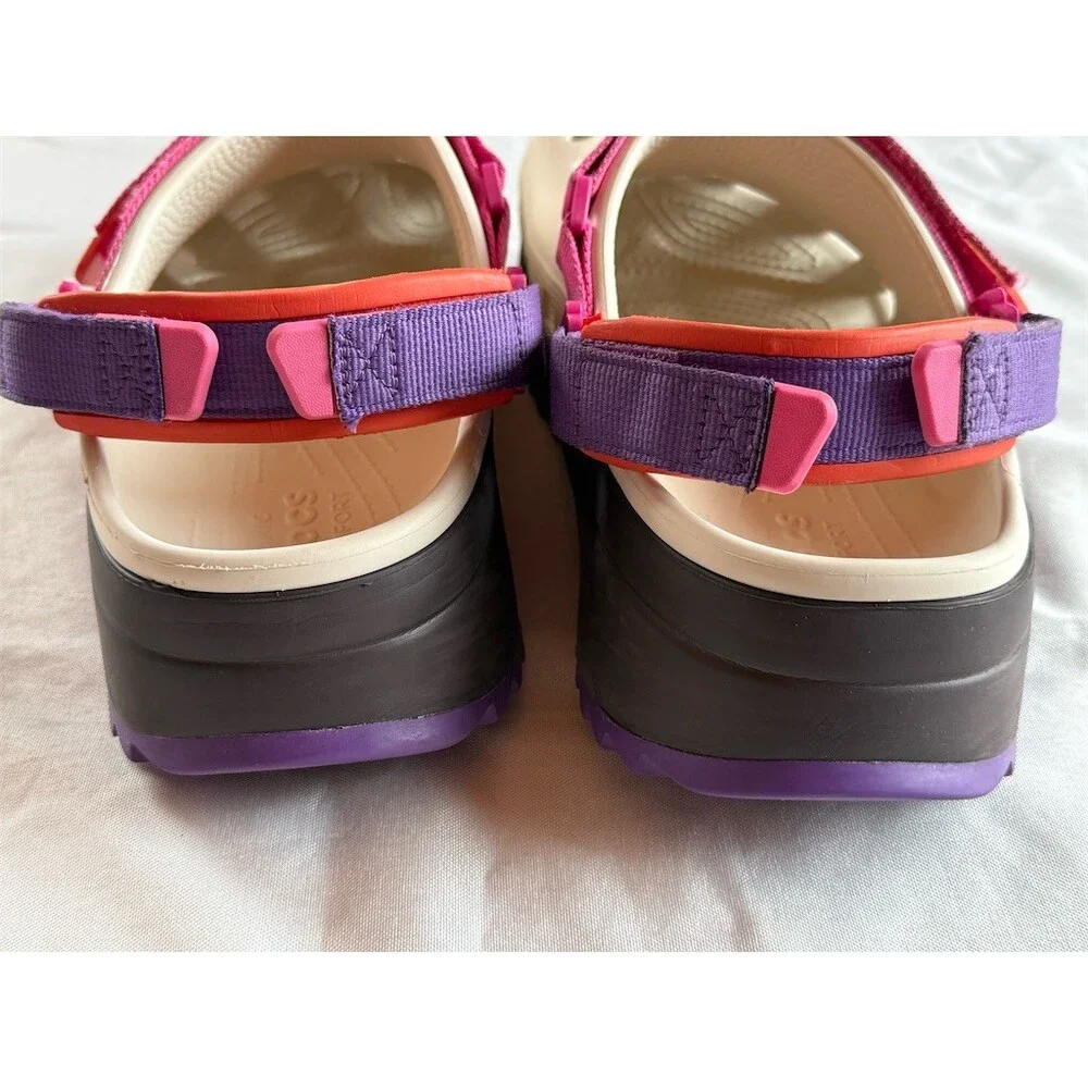 Crocs Classic Hiker Clog Multicolor Platform Trail Sole Pink Strap Mens 11